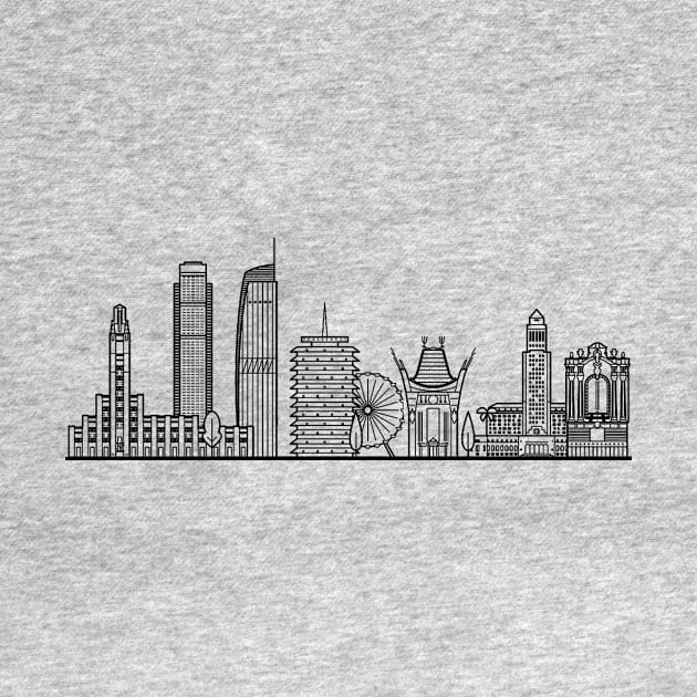 Los Angeles Skyline in black with details by Mesyo